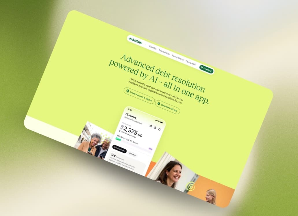 Aperçu du site réalisé pour Debtfindr