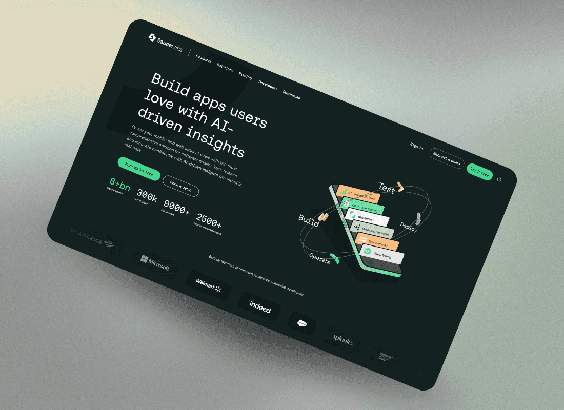 Aperçu du site réalisé pour Sauce Labs